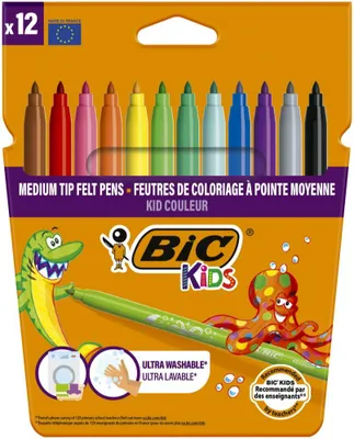 Productafbeelding van BIC KIDS Fiberstiften, Kid Couleur, medium, 12 stuks in een kartonnen doos