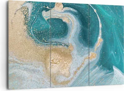 Produktbild von Bild auf Leinwand - Leinwandbild - 3 Teile - Golden Türkis Hintergrund - 165x110cm - Wand Bild - Wanddeko - Wandbilder - Leinwanddruck - Bilder - Wanddekoration - Leinwand bilder - CE165x110-4969