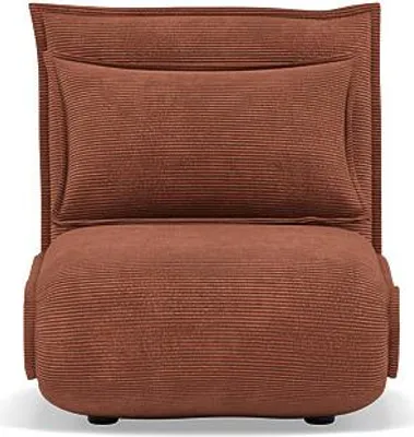 Image de Best Mobilier Candice - Banquette 1 place convertible clic-clac en velours côtelé , Terracotta