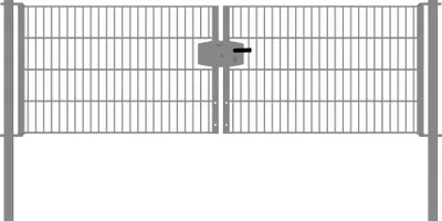Produktbild von Drahtgittertor 2-flügelig, Durchgangslichte: 264 cm, Gesamtbreite inkl. Pfosten: 276 cm - Ausführung: verzinkt, Höhe: 83 cm