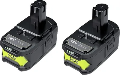 Image de Batterie de remplacement, capacité de 6000 mAh, technologie lithium-ion, compatible avec Ryobi, lot de 2