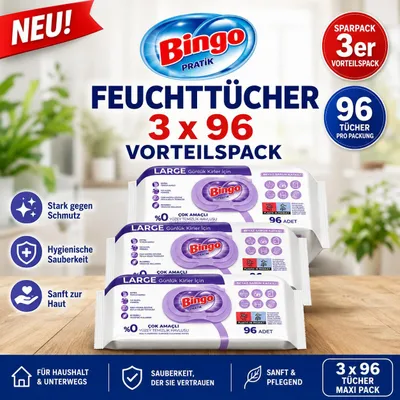 Immagine prodotto di Bingo Lavanda 3x96 fogli – Salviette multiuso