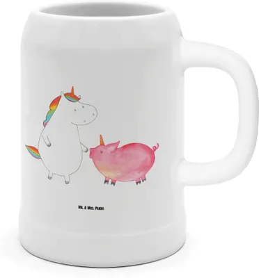 Produktbild von Mr. & Mrs. Panda Steinkrug Einhorn Schwein - Weiß - Geschenk, Einhörner, Humpen, Steinbierkrug, Freundin, Keramikkrug, Deko, Seidel, Krug, Unicorn, Schweinhorn