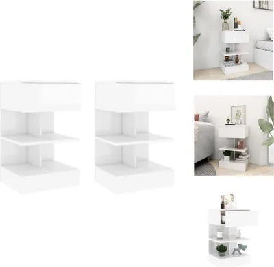 Obrázek produktu pro vidaXL Noční stolky 2 ks. Vysoce lesklá bílá 40x35x65 cm - Noční stolky