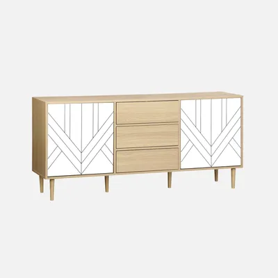 Immagine prodotto di Credenza a 2 ante effetto legno, 160cm, Bianco