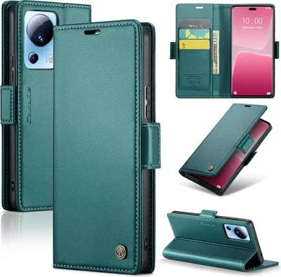 Obrázek produktu pro Xiaomi 13 Lite Pouzdro, RFID Blokování Karet, Pokročilé Flip Kožené Pouzdro s Funkcí Stojánku pro Xiaomi 13 Lite zelené