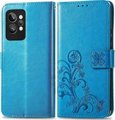 Produktbild von Mobigear Clover  Realme GT2 Pro Hülle Klapphülle Geldbörse - Blau