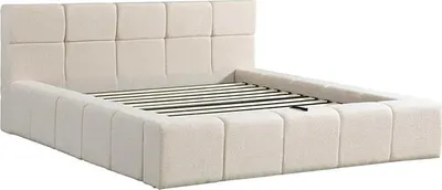 Image de Lit HOME DELUXE LED en tissu peluche avec espace de rangement – Beige, 180 x 200 cm | Lit rembourré avec éclairage et matelas pour un confort de sommeil moderne
