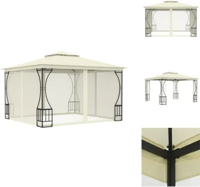 Image de vidaXL Pavillon avec filet 300x300x265 cm Crème - Pavillons & Tentes de réception