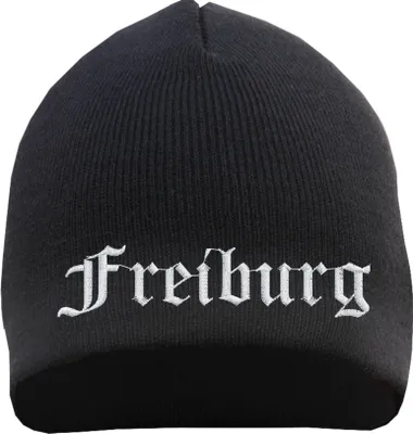 Produktbild von Freiburg Beanie Mütze - Altdeutsch - Bestickt - Strickmütze Wintermütze Einheitsgröße Schwarz