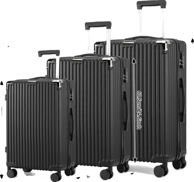 Productafbeelding van Bagageset, gemaakt van lichtgewicht ABS-materiaal, met TSA-goedgekeurd slot, kleur zwart, formaten 20/24/28 inch