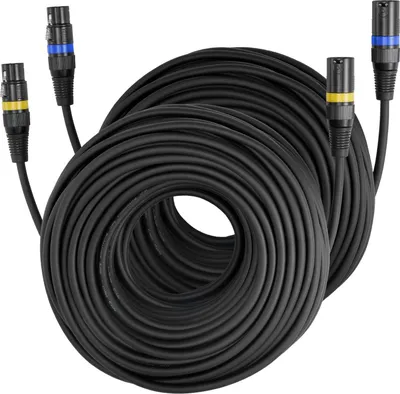 Produktbild von XLR-Kabel - 3-poliges DMX/Mikrofonkabel Stecker auf Buchse - Länge 30,48 m - Symmetrisch - Abgeschirmt - Vergoldete Kontakte - 2er-Pack