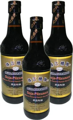 Produktbild von 3er-Pack Dunkle Sojasauce Pilzgeschmack (3x 500ml) | Pearl River Bridge| Mushroom Flavour | Sojasoße