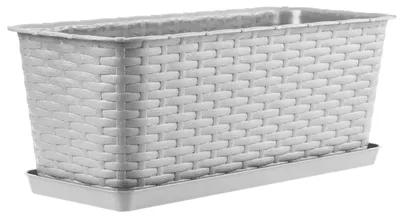 Image de Jardin suspendu pour balcon - Pot de fleurs suspendu de 40 cm - En plastique - Pour balcons et garde-corps - Design moderne