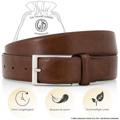 LINDENMANN Herrengürtel Leder mogano