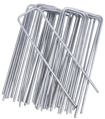 Obrázek produktu pro Pozinkované zemní hřebíky – zahradní svorky z ocelového drátu, délka 150 mm, šířka 35 mm, průměr 3 mm, balení po 50 kusech