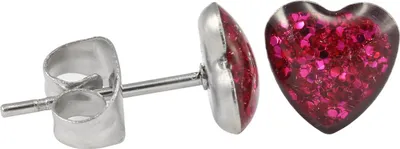 Produktbild von Ohrstecker Chirurgenstahl glitzerndes Herz Farbe - Fuchsia