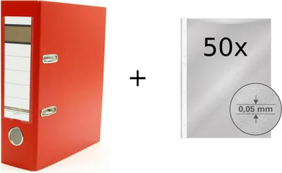 Produktbild von Ordner / DIN A5 / 75mm / Farbe: rot + 50 Prospekthüllen