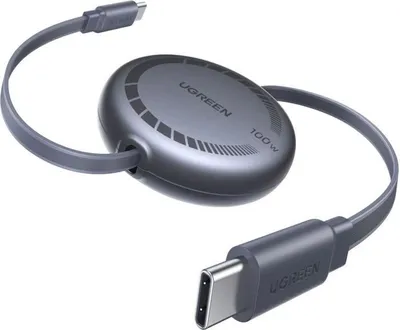 Produktbild von USB-C Kabel, UGREEN, Retractable, USB-C auf USB-C PD, 100W, 1 m, Schwarz