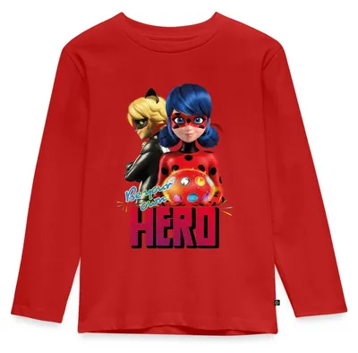 Produktbild von Spreadshirt Miraculous Be Your Own Hero Kinder Premium Langarmshirt, 134/140 (8 Jahre), Rot
