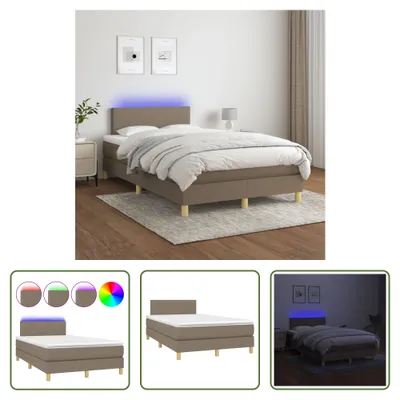 Produktbild von The Living Store Boxspringbett mit Matratze & LED Taupe 120x200 cm Stoff