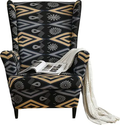 Obrázek produktu pro Stretch Wing Chair Sofa Slipcover Printed Elastan Sofa Cover Ochrana nábytku Non-Slip Soft, Bach