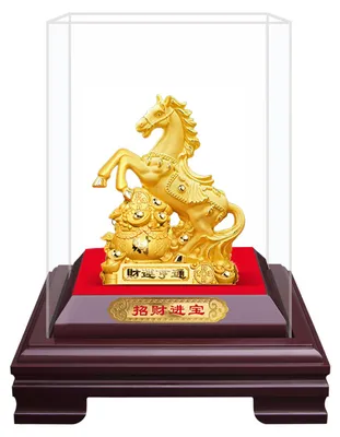 Produktbild von Goldene Pferdefigur bringt Glück und Wohlstand – Pferdestatue im chinesischen Stil – Feng-Shui-Dekoration für Zuhause, Büro oder Schreibtisch