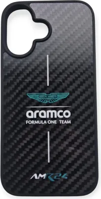 Obrázek produktu pro Zadní kryt na iPhone 16 od Aston Martin – karbonové logo ARM24 – zelený