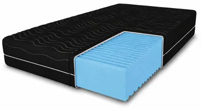 Produktbild von Schaummatratze Natural mit Massageschicht, 140x200 cm, Schaummatratze Höhe ca. 10 cm, Härtegrad H3, Farbe: Schwarz, Hochflexibler Schaum inkl. Bezug