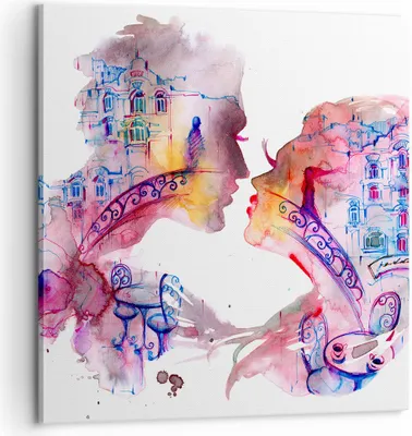 Produktbild von Bild auf Leinwand - Leinwandbild - Paar Liebe Frau urban - 60x60cm - Wand Bild - Wanddeko - Leinwanddruck - Bilder - Kunstdruck - Wanddekoration - Leinwand bilder - Wandkunst - AC60x60-3132