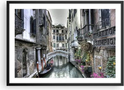 Produktbild von Gerahmtes Poster - Schwarzer Rahmen - Venedig Brücke Wasser - 70x50 cm - Wand Bild - Wanddeko - Wandbilder - Kunstposter - Wandposter - Bilderrahmen - Bilder - Kunstdruck - Wandbild - P2BAA70x50-3522
