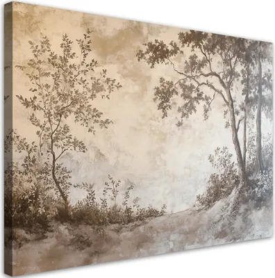 Produktbild von Leinwandbild Wald Bäume Natur 60x40 Feeby Beige bild für die wand bereit zum aufhängen