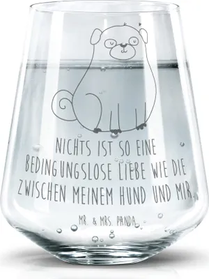 Produktbild von Mr. & Mrs. Panda Glas Mops - Transparent - Geschenk, Trinkgefäß, Sprüche, Knuffig, Hund, Designglas, Pure Liebe, Tumbler, Hundeliebe, Becherglas, Wasserglas