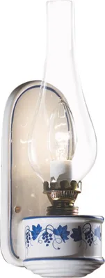 Produktbild von Wandleuchte Glas Metall E14 H: 33 cm Weiß Weintrauben Nachbildung Blau Jugendstil Wandlampe