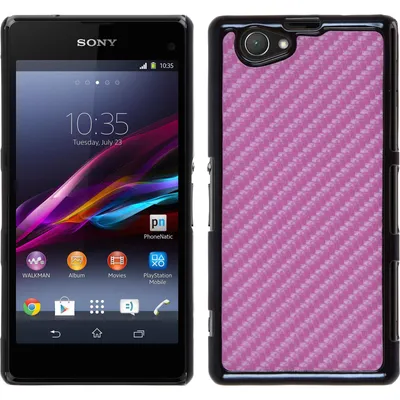 Produktbild von PhoneNatic Case kompatibel mit Sony Xperia Z1 Compact - Hülle pink Carbonoptik Hard-case + 2 Schutzfolien