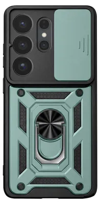 Produktbild von Avizar, Hülle mit Ringhalter und Kameraschiebeschutz für Galaxy S26 Ultra, Grün
