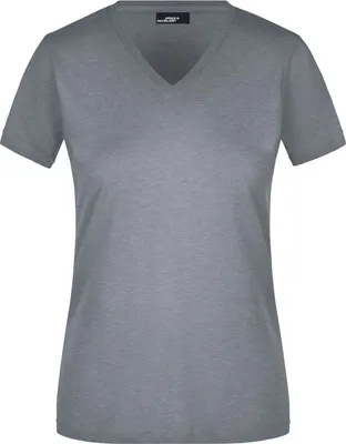 Produktbild von Ladies' Slim Fit V-T Figurbetontes V-Neck-T-Shirt grey-heather, Gr. XXL