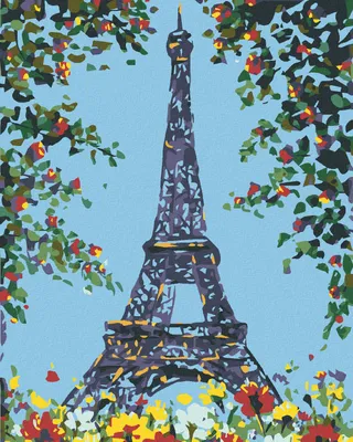 Produktbild von Zuty - Malen nach Zahlen - BLUMIGER EIFFELTURM, 40x50 cm, mit Keilrahmen (bereits gespannt)
