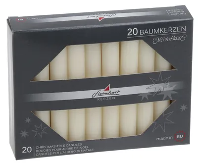 Produktbild von Baumkerzen durchgefärbt Champagner 95 x Ø 13 mm, 20 Stück