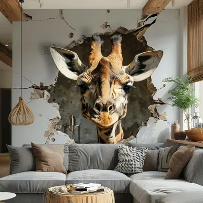 Giraffenkopf im Mauerdurchbruch – Decords Wandtattoo, Produktansicht 1