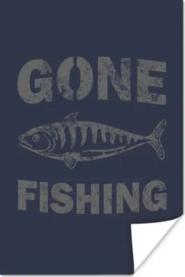 Produktbild von MuchoWow® Poster Vintage - Fisch - Blau 60x90 cm - Wanddekoration