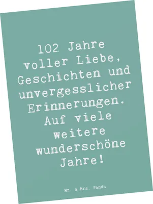 Produktbild von Mr. & Mrs. Panda Postkarte Spruch 102. Geburtstag - Meeresbrise - Geschenk, Ansichtskarten, Alles gut zum, Grußkarte, Happy Birthday, Alter, Ansichtskarte, bildkarte