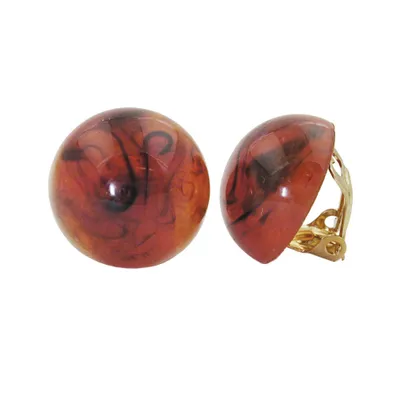 Produktbild von Clip Ohrring 18mm braun-marmoriert glänzend Kunststoff-Bouton braun 18mm