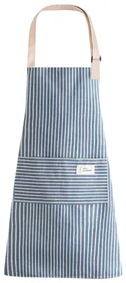 Immagine prodotto di Grembiule da cucina a righe, regolabile, con 2 tasche, in cotone, per la cucina