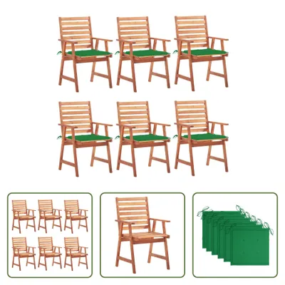 Produktbild von The Living Store Garten-Essstühle 6 Stk. mit Kissen Massivholz Akazie