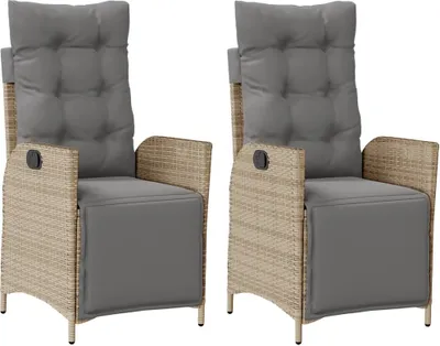 Produktbild von Gartensessel mit Fußteil 2 Stk. Verstellbar Poly Rattan