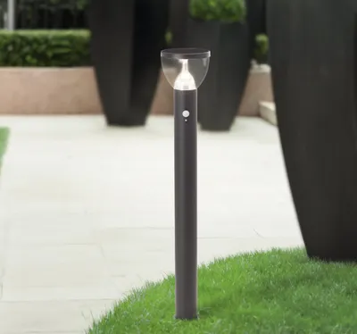 Zdjęcie produktu dla BRILLIANT czarna solarna zewnętrzna lampa podłogowa TULIP | z czujnikiem ruchu | wysokość 92 cm | 3W 430lm 3000K | stal nierdzewna/plastik