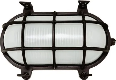 Produktbild von Außenwandlampe Glas Messing massiv E27 IP64 B: 24 cm Schwarz Antik Maritim Kellerleuchte Feuchtraumlampe