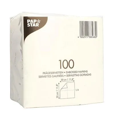 Produktbild von Papstar Servietten, 1-lagig 1/4-Falz 30 x 30 cm weiß, 3000 Stück