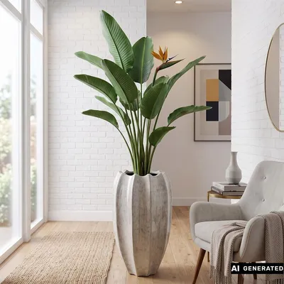 Produktbild von Übertopf "Beige" aus Polystein, glänzend lackiert, 67 cm groß, mit Pflanztopf, Blumenkübel, Pflanzgefäß, Blumenübertopf